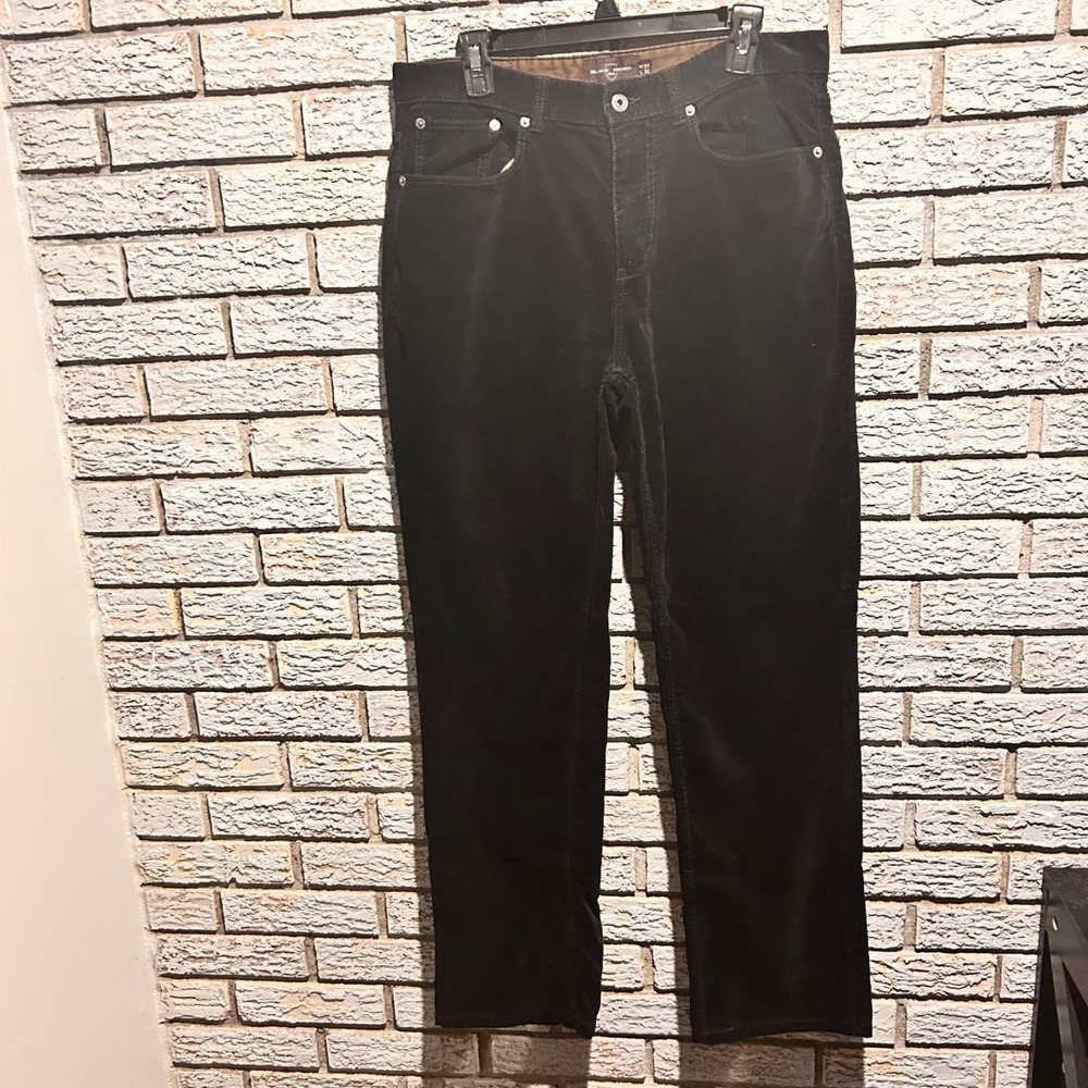 Black Brown 1826 Mens Black Corduroy Pants W33 L32 Straight Leg Cotton Stretch